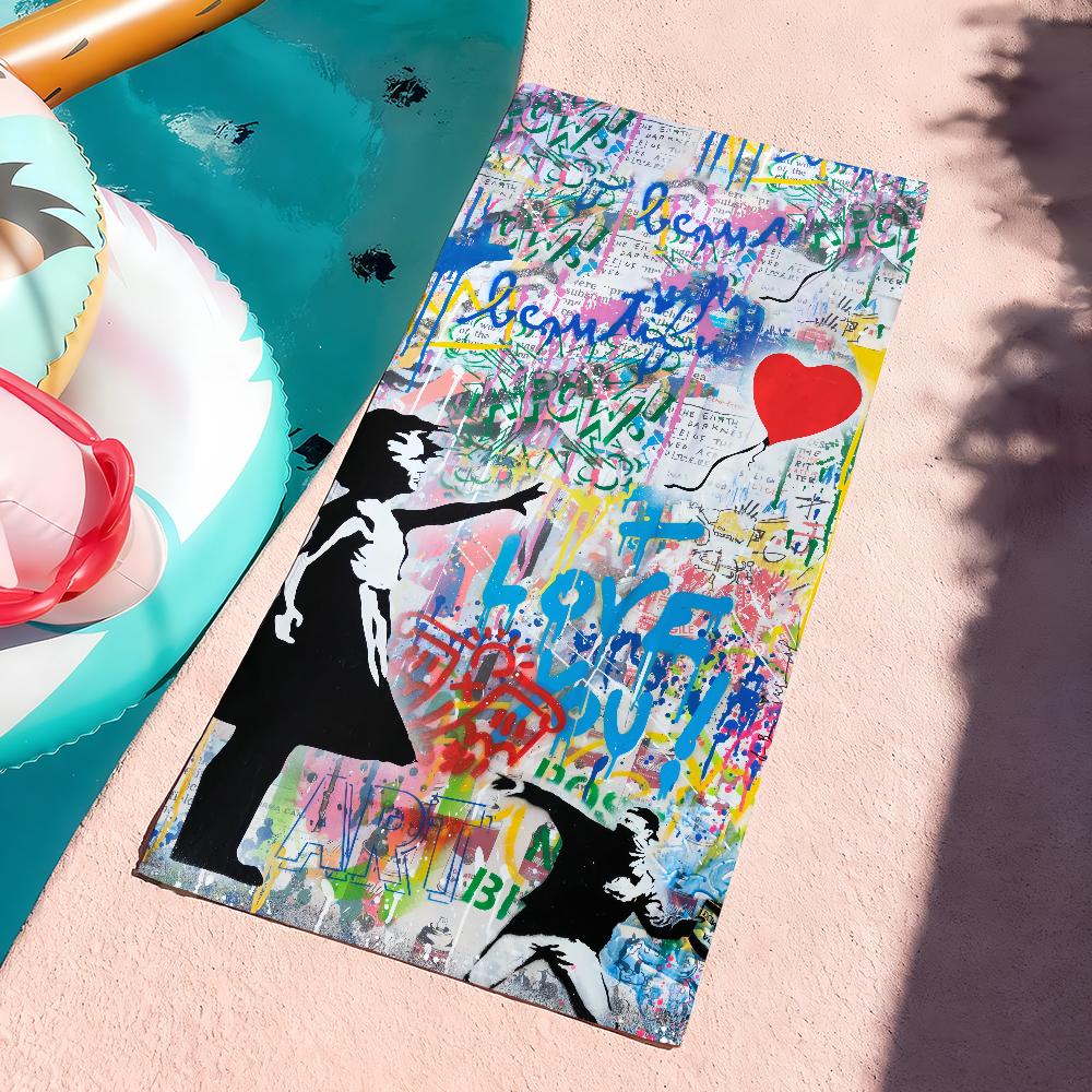 B-Banksy Graffiti Art Towel Soft Pool Gift For Travel Gym Shower Camping Quick Dry Sports Large Beach Towels