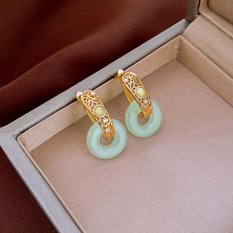 Boucles d'oreilles Guofeng Aiguille d'argent Zircon Franges Rétro Luxe Léger Haut de gamme Boucles d'oreilles Puces Niche Polyvalentes