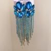 Oval Stone Rhinestone Tassel Earrings Exaggerated Chain Earrings Ear Accessory  Dressy Outfits