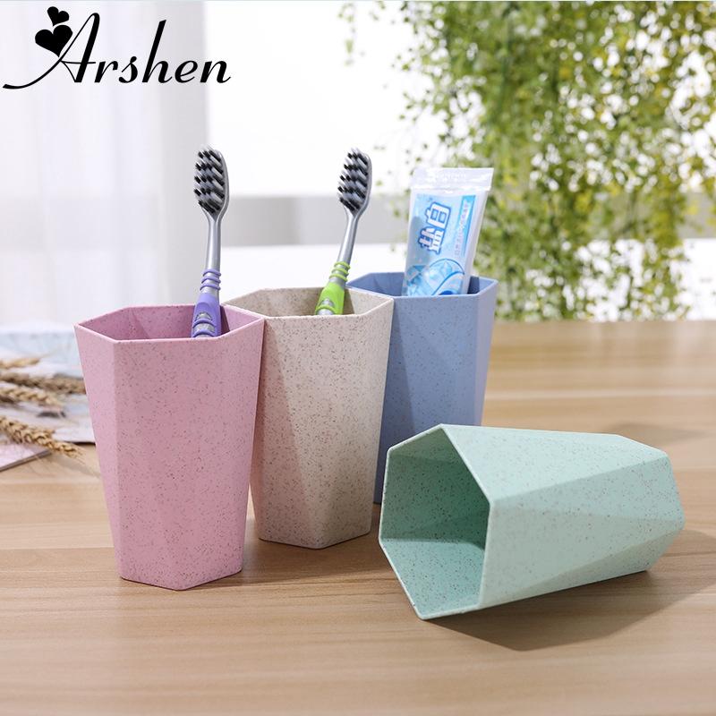 

Arshen 4 Colors 300ml Thick Wheat Straw Diamond Cup Anti-fall Brushing Cup Water Milk Coffee Cup Household Wheat Healthy Mugs зелёный
