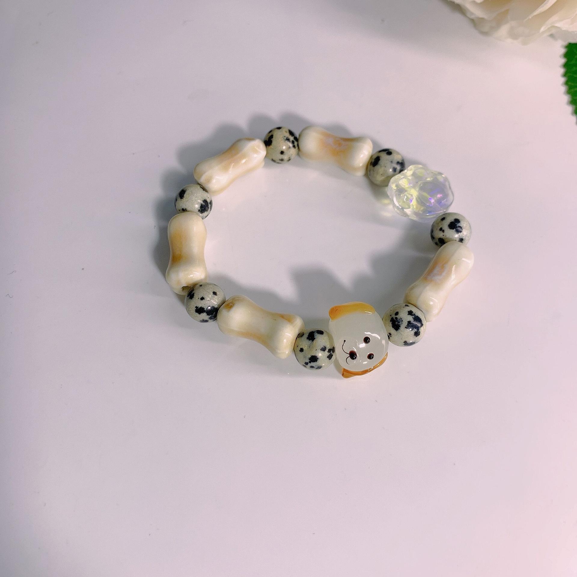 JYL TS Bracelet  Square Volcanic Stone Style Enhances Stability & Luck Natural жёлто-персиковый