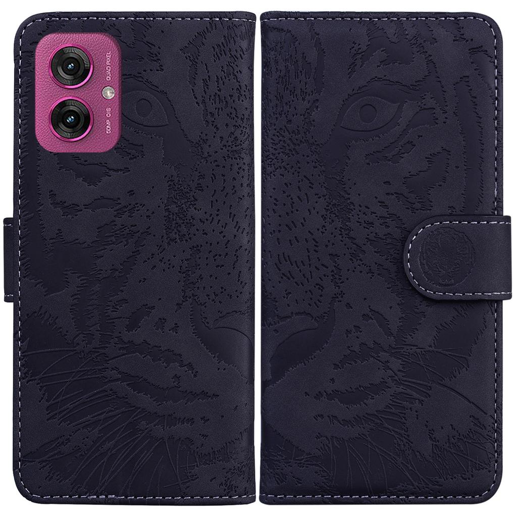 For Motorola Moto G55 5G Case Tiger Imprint Leather Wallet Phone Cover