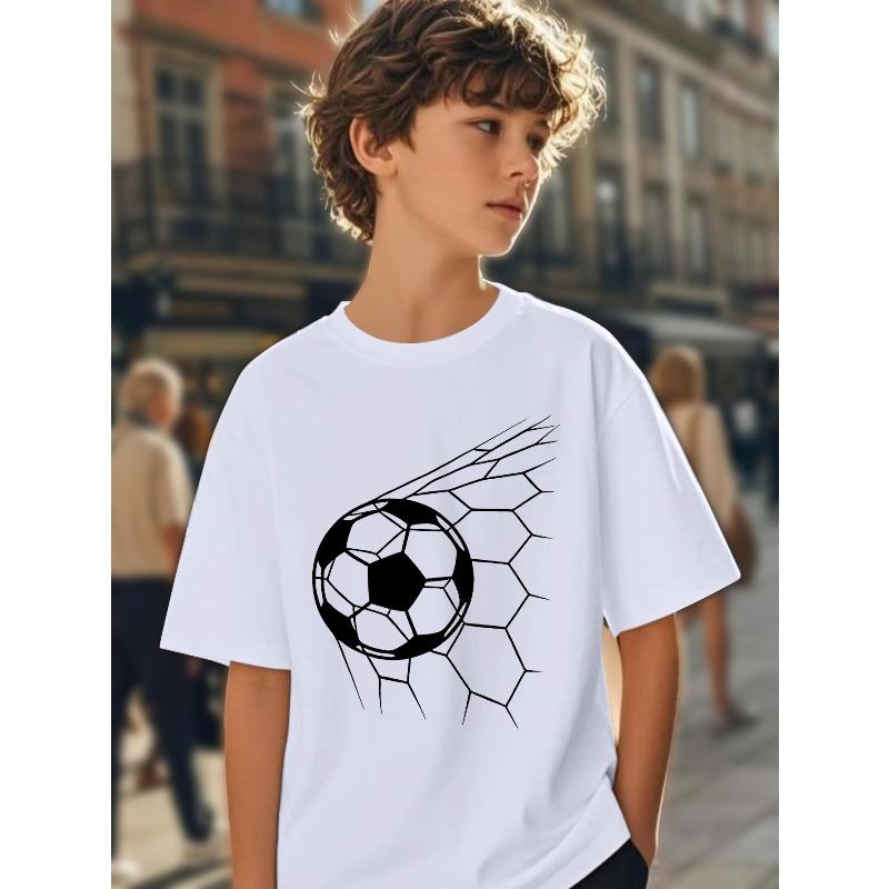 Boys  Pattern Cotton Short Sleeve T-Shirt, Comfortable Summer Fashionable Style 110 белый