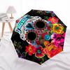 Sugar Skull, Day of the Dead Themed Automatic Opening and Closing Umbrella, Brightly Colored 8-rib Portable Umbrella, Suitable for Men and W