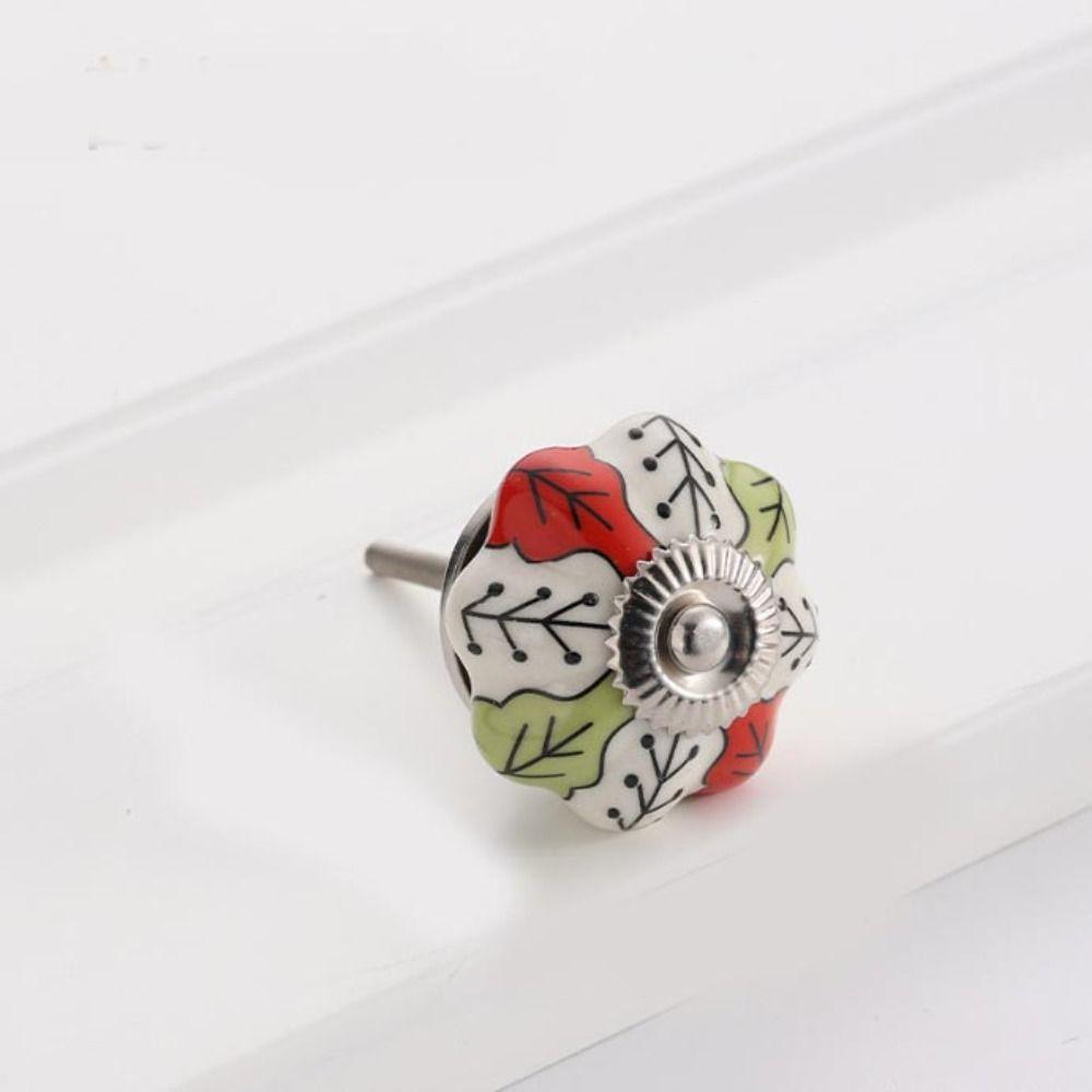 Simple Single Hole Ceramic Pumpkin Handle Round Vintage Vintage Cabinet Knob European Style Creative Door Pull Handles Furniture