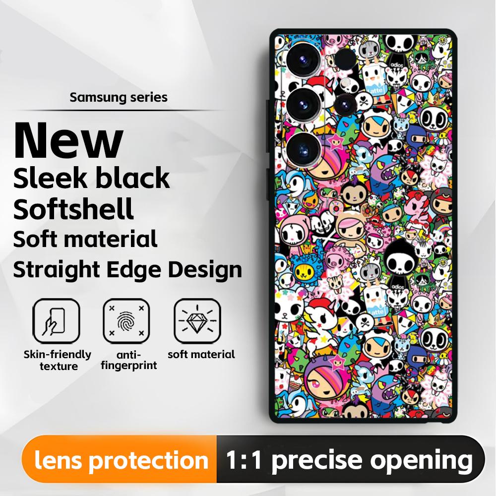 Japan Cute T-Tokidoki Phone Case For Samsung Galaxy S25 S24 S23 S22 S21 S20 Plus Ultra Note20 Soft Black