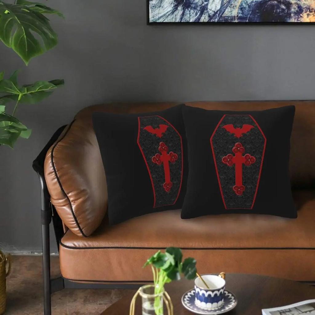Gothic Vampire Halloween Haunted Mansion 2 2 Pcs Square Pillowcase Pillow Cover Cushion Decor Comfort Throw Pillow For Home Sofa