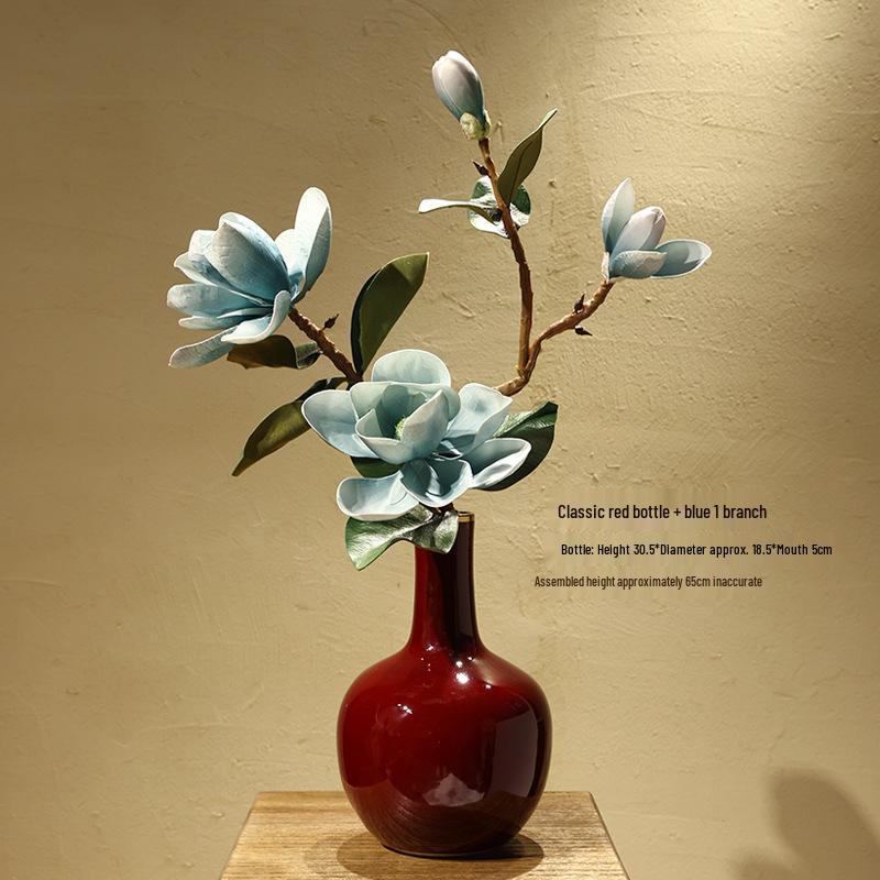 Composizione di fiori artificiali di magnolia: Set decorativo in ceramica per sala da pranzo o soggiorno
