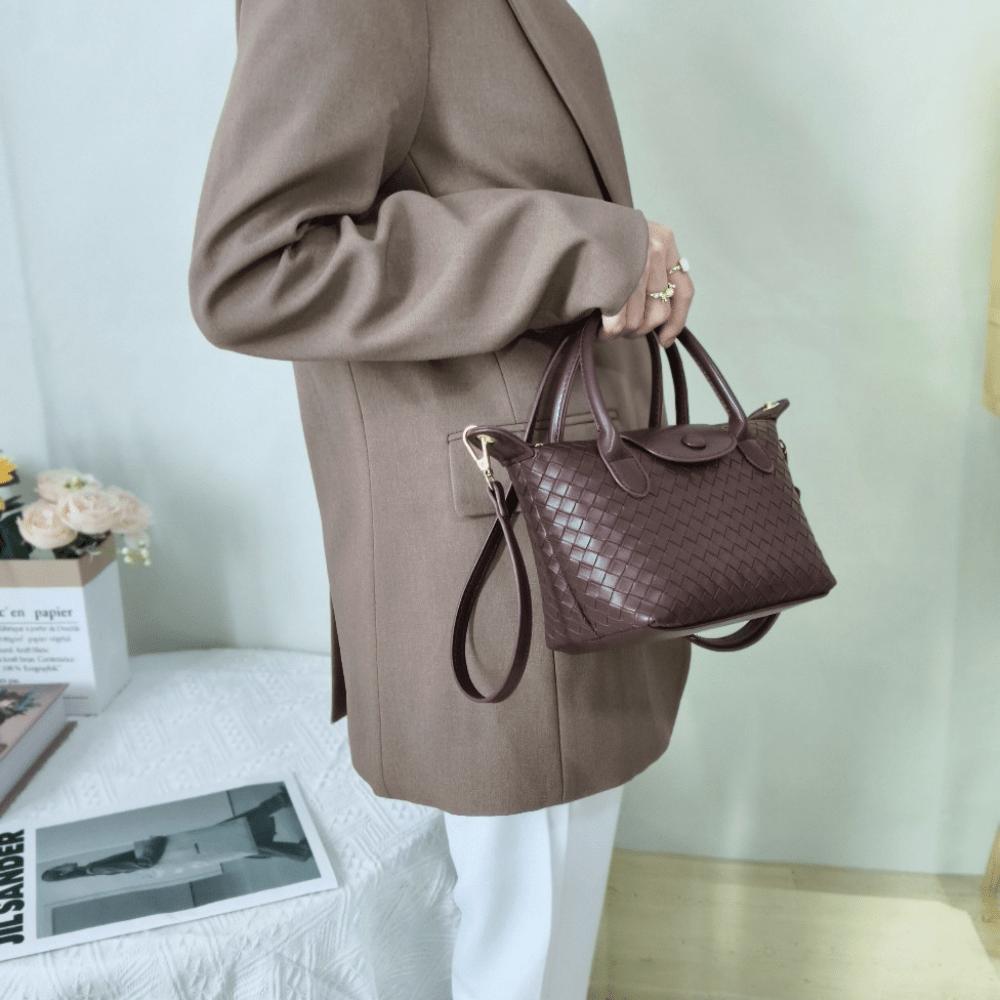 Schoudertas Schoudertas Handtas Knodel Tas Geweven Tas Brown veelkleurig