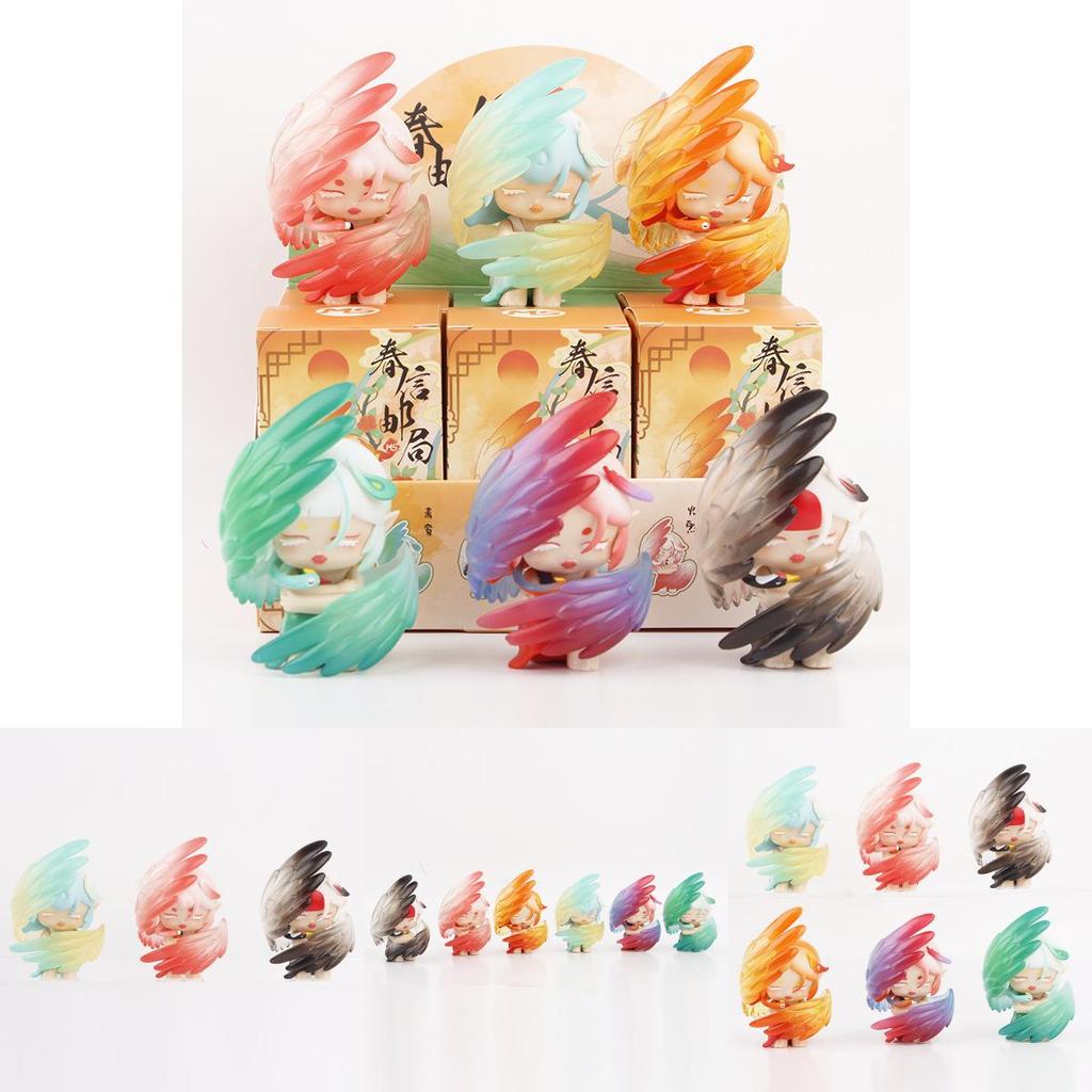Artistic 6 Designs Mythical Bird Pvc Action Figures Parrots Blind Box Model Decorations