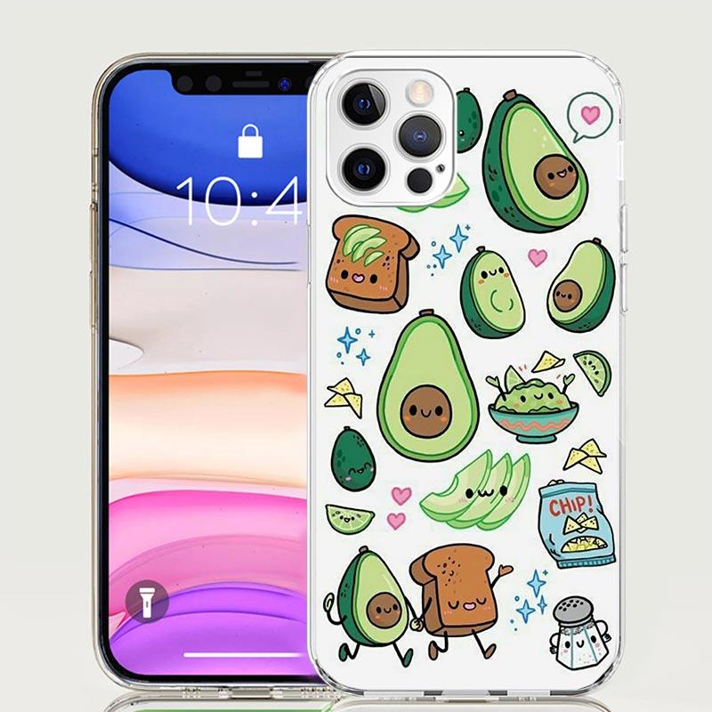 Cartoon Fruit Avocado Case Phone Cover for Apple iphone 16 15 14 13 12 Mini 11 Pro Max 16E X XS XR 7 Plus 8 + SE 2020 Trend Fund