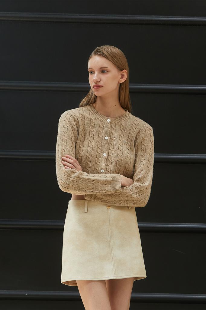 Anoetic Gold Logo Mini Skirt_Ivory