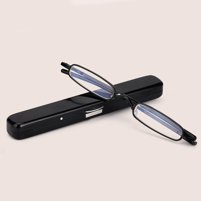 Portable Metal Reading Glasses Womern Men Eyeglasses with Box Metal Frame +125 To +375 Blue Light Reading Glasses Women