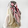 90cm Silk Scarf Large Square Scarf Women's New Patchwork Printed Flower Sateen Scarf Wrap Turban Shawl