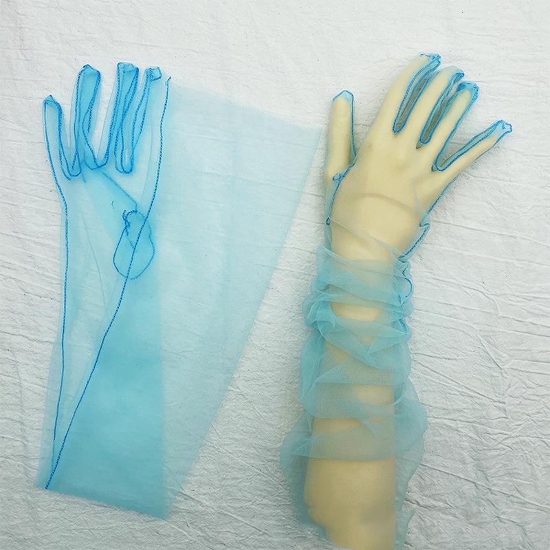 70CM DIY Dünnes Netz Transparent Uni Weich Sexy Cosplay Mode Persönlichkeit Kleid Accessoires Bühnenauftritt Damen Lange Handschuhe