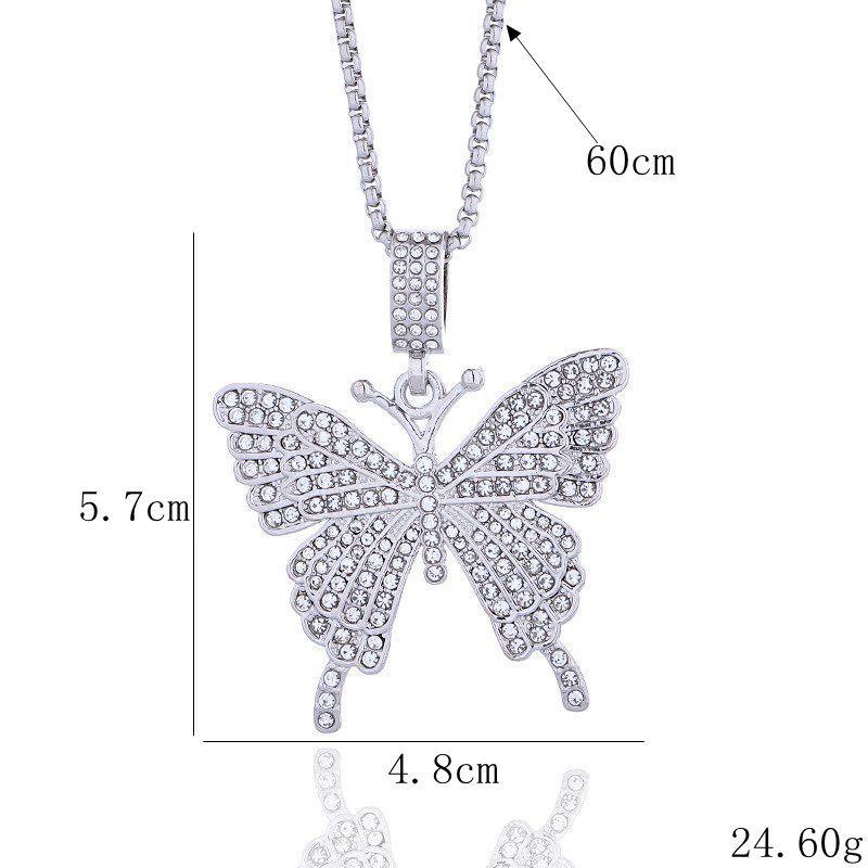 

Европейско-американское ожерелье с подвеской в виде бабочки: Элегантный дизайн с бриллиантами, модная цепочка для женщин серебряный