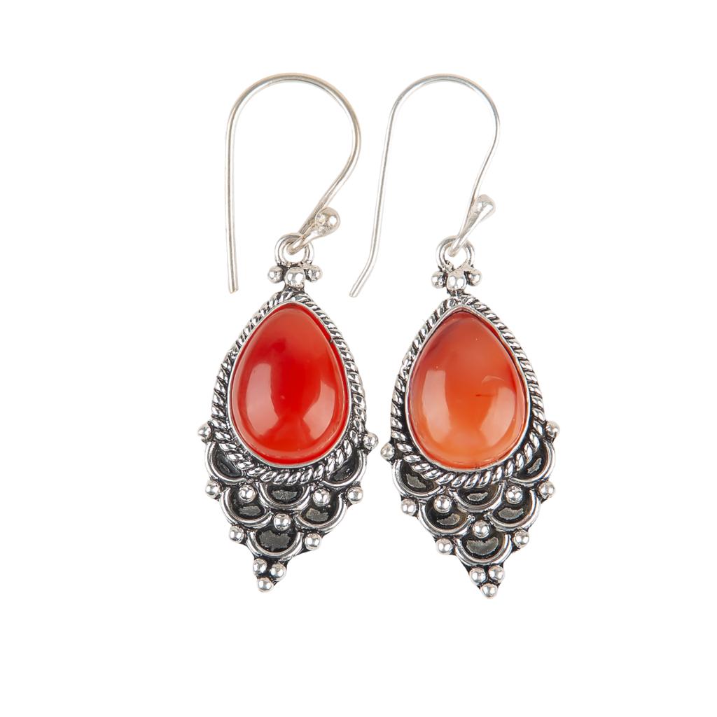 Carnelian Gemstone 925 Sterling Silver Jewelry Earrings For Mother's Day Gift EE-85-26