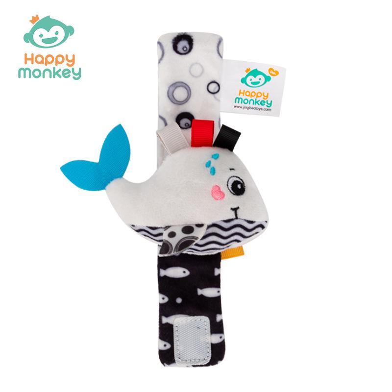 

Черно-белая мультяшная игрушка-погремушка на запястье для новорожденных