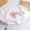 Girls Summer Cotton Short Sleeve T Shirt Cute Round Neck Top For Kids