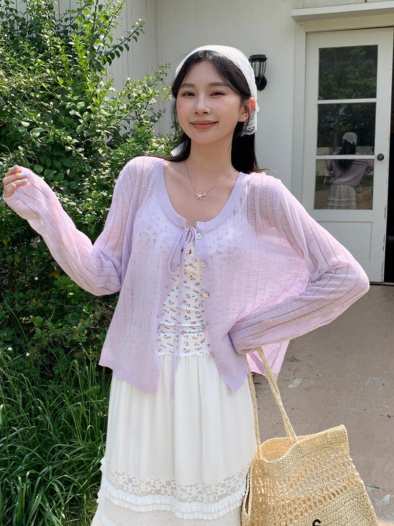 Temperament Pure desire sunscreen blouse knitted cardigan women's new summer thin suspender versatile coat top