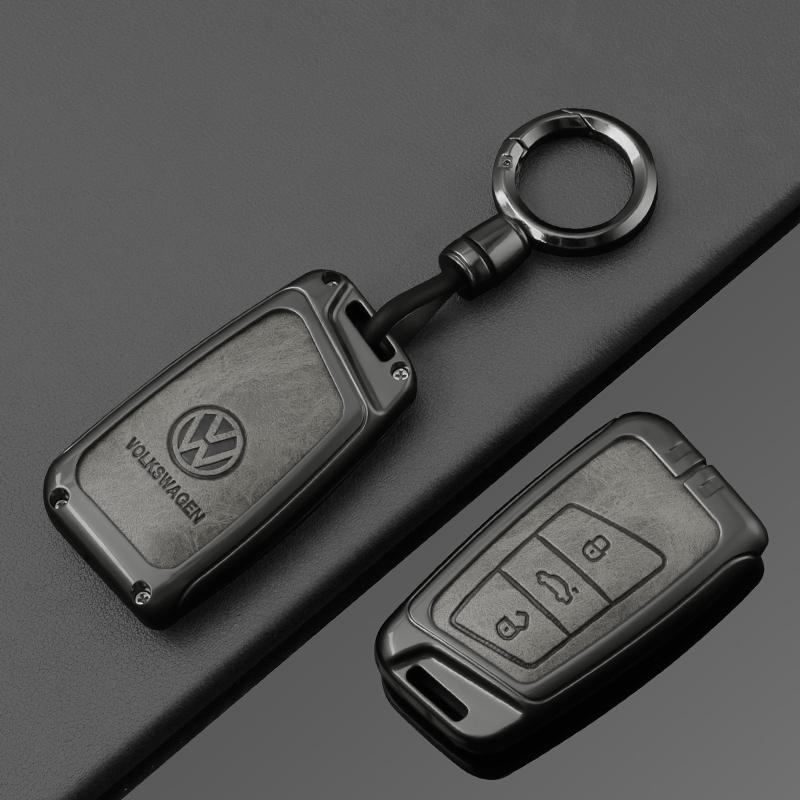 Alloy Leather Car Key Case Full Cover Shell For VW Volkswagen Passat B8 Tiguan Magotan Protector Keychain Keychain Accessories ze3