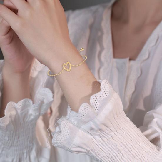 1 Par Armbånd Hjerte Dekor Justerbar Lengde Pararmbånd Liten Hjerteanheng Armbånd Mote Smykker Gave