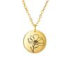 Birth Flower Pendant Necklace Women Stainless Steel Flora Gladiolus Poppy Peony Rose Daisy Necklace Personalized Jewelry