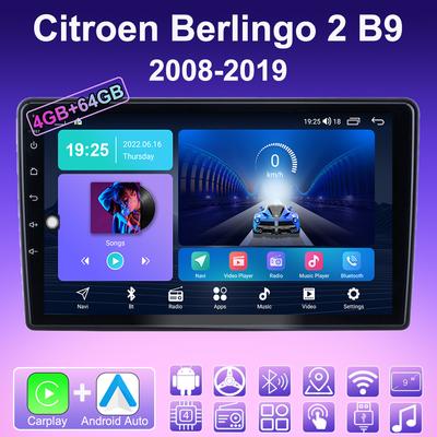 2 DIN Android Carplay Car Radio For Citroen Berlingo 2 B9 2008-2019 Multimedia Player Head Unit Stereo GPS Navigation BT WIFI 4+64GB