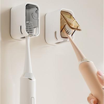 3Pcs Plastic Electric Toothbrush Storage Rack Wall Mounted Flip-top Tooth Brush Rack Dustproof Punch Free Toothbrush Holder