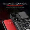 KEYSION Shockproof Armor Case for Itel P55 5G Silicone+PC Slide Camera Lens Protection Ring Stand Phone Cover for Itel P55 5G