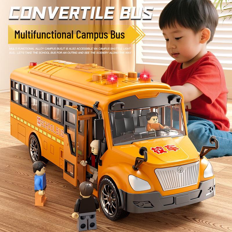 Jumbo Inertial School Bus Toy with Lights and Music - Early Educational Vehicle for Kids