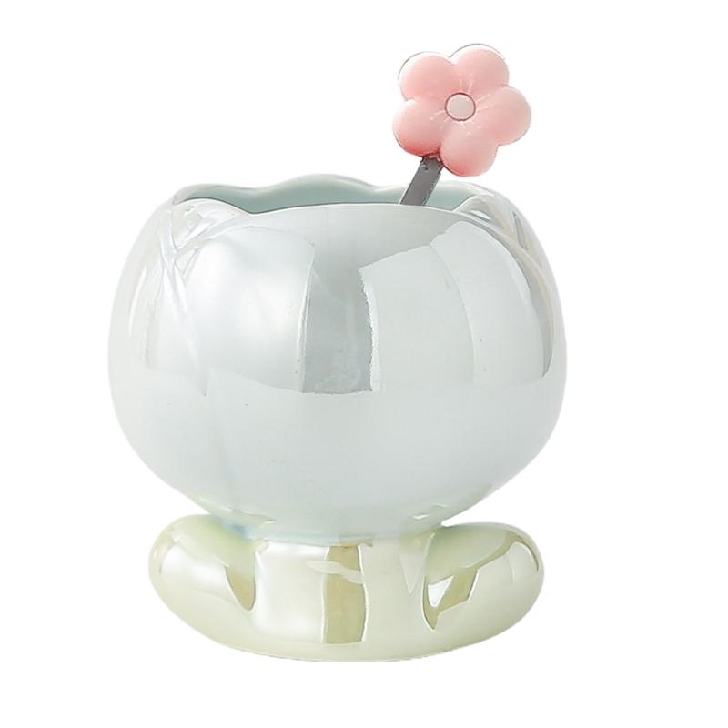 Modische Keramiktassen Wasserbecher Eisbecher Schöne Milchtassen Blume Kaffeetasse Keramikmaterial für Wasser Milch