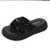 Thick-bottomed cool slippers women's fashion outer wear 2025 summer new niche sequined beach sandals women