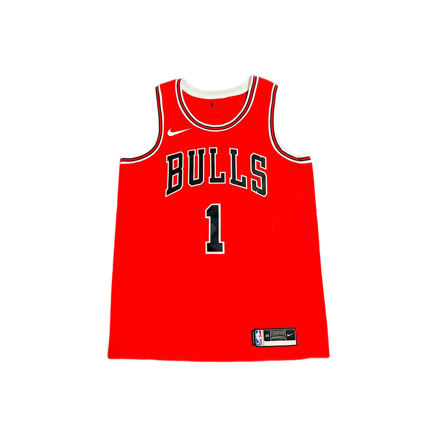 

Nike Майка для баскетбола унисекс Chicago Bulls NBA Derrick Rose 1 Logo, удобная, с круглым вырезом, повседневная, CW3700-657 L