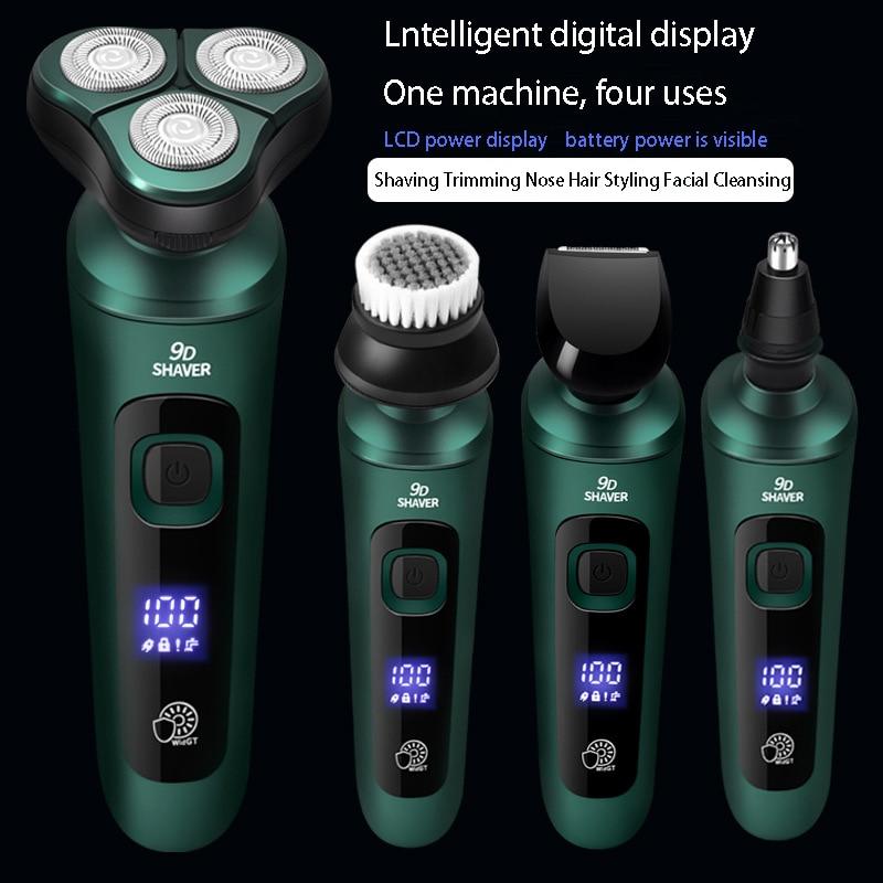4in1 Three Head Hair Razor Mens Facial Cleansing Shaver Multi-use Washable Hairtrimmer Multipurpose Nose Nostril Trimer