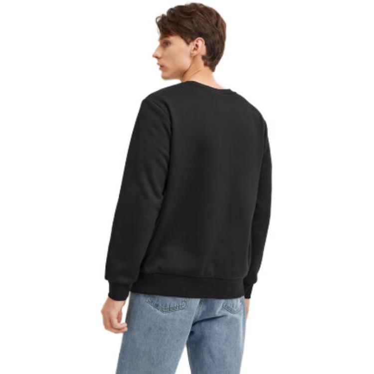 Skechers Letter Round Neck Knitted Fleece Pullover Sweatshirt Unisex sweatshirt Carbon-Black L423M173-0018
