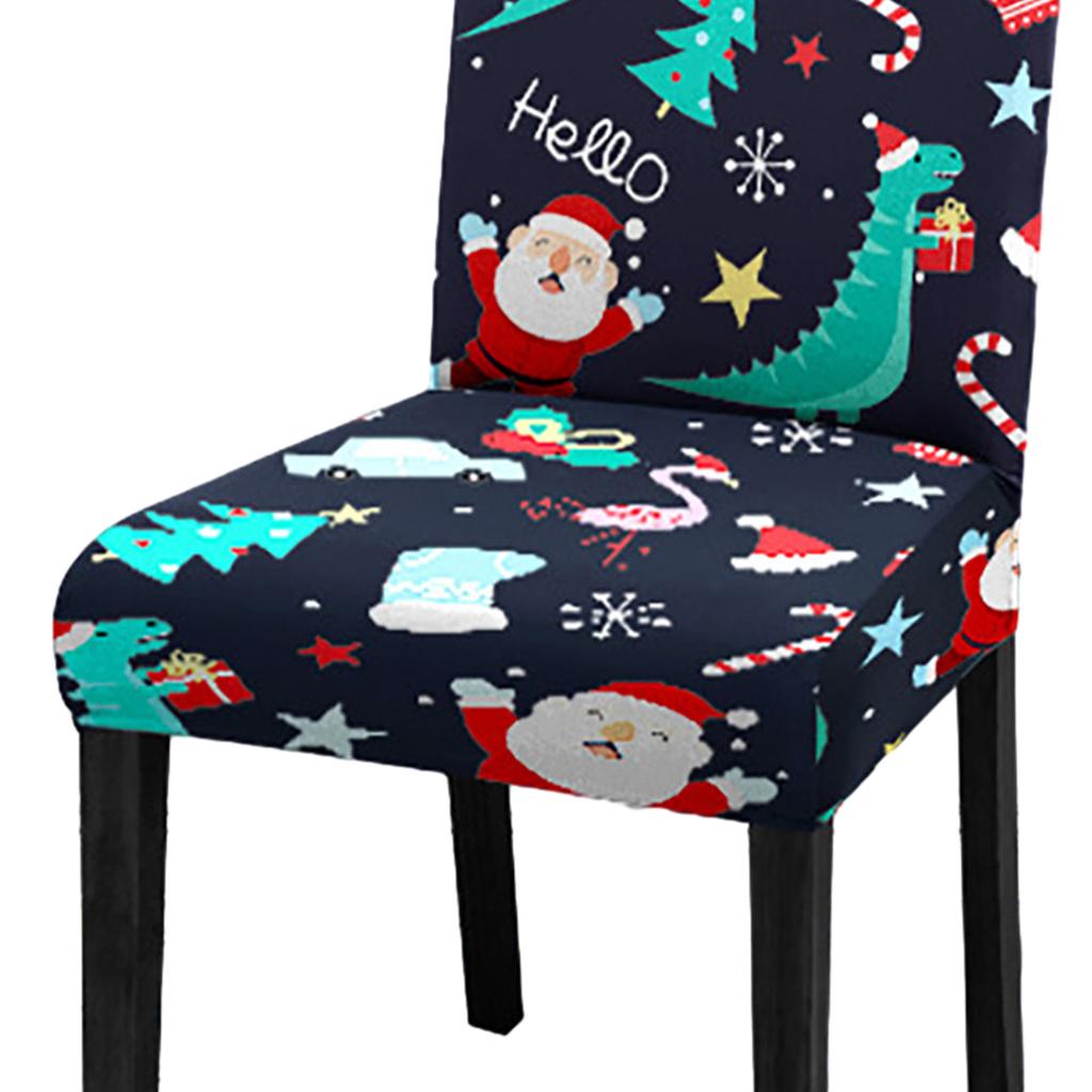 Xmas Chair Cover Washable Cartoon Xmas Chair Protector for Kitchen Home Holiday Decoration