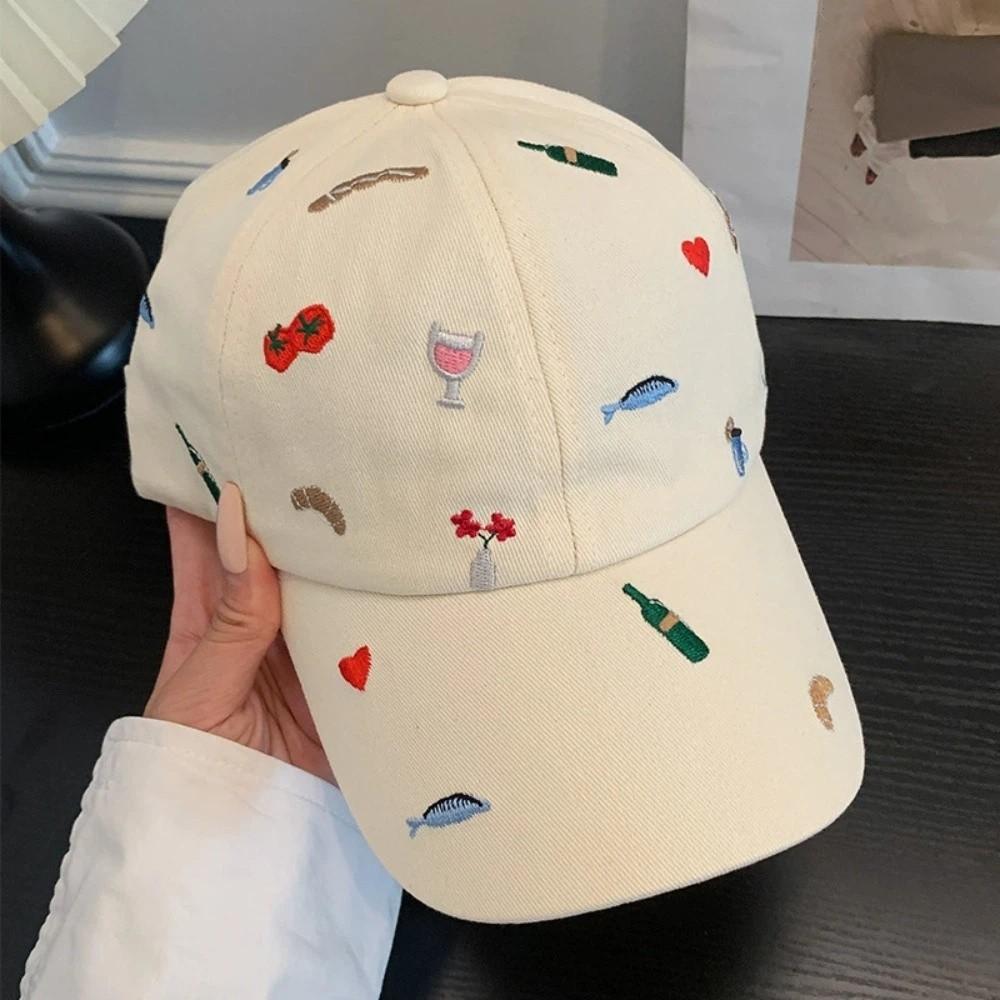 Breathable Embroidered Baseball Cap Sunshade Sun Hat Retro Sun Protection Cap Women