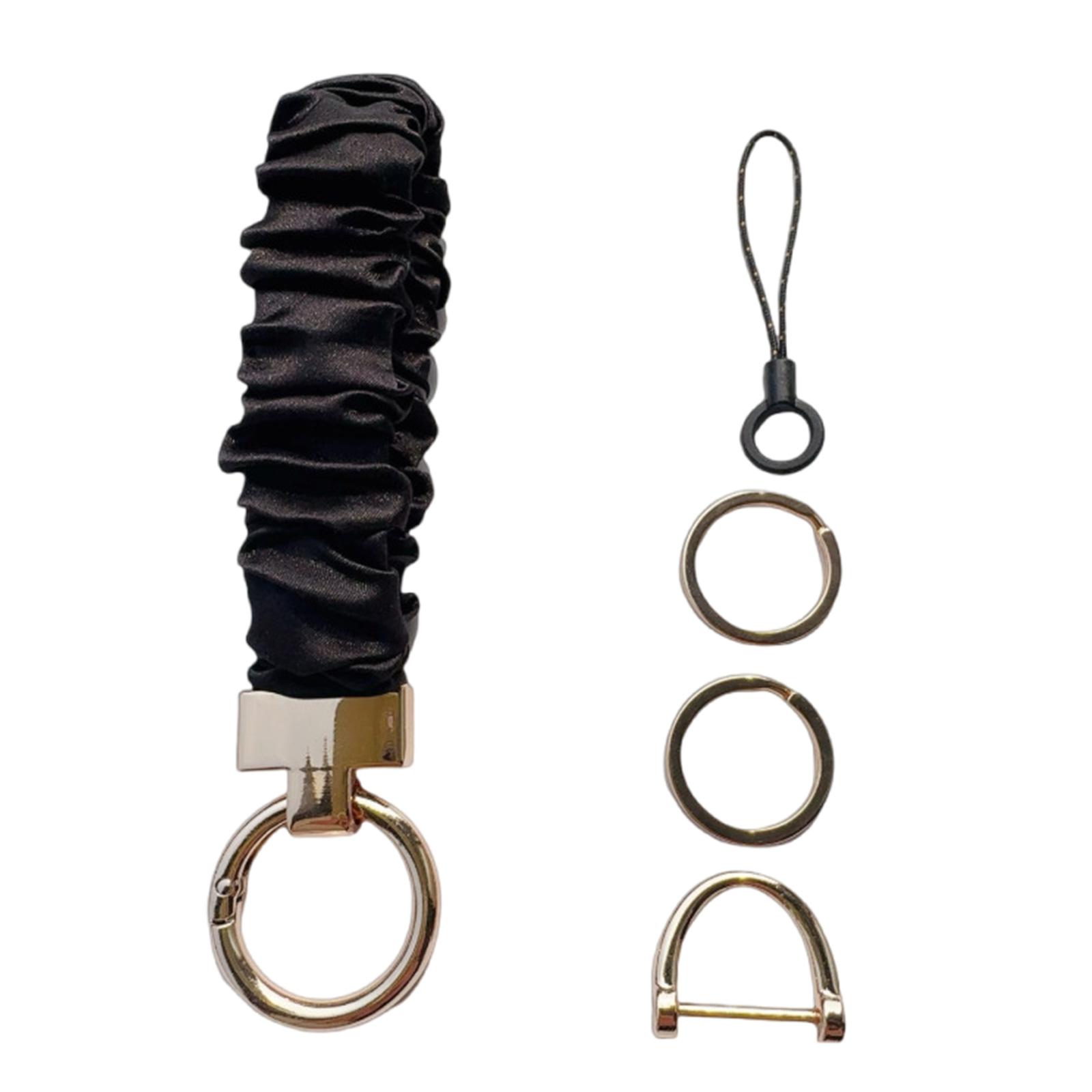 

Многофункциональный брелок из цинкового сплава, резинка для волос, ремешок для телефона со стильным тканевым скрабчи для волос, держатель для ключей для повседневного ношения 4