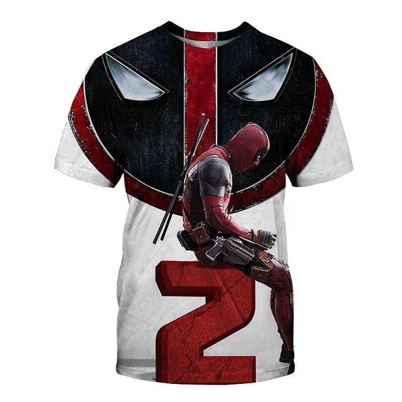 2024 Nova Miniso Universo Meninos e Meninas Deadpool Anime Impressão 3D Streetwear Personalidade Camiseta Infantil/Adulto Casual Moda Top