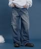 WAIKEI Star Applique Embroidery Denim Pants Medium Blue
