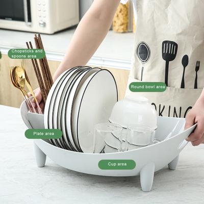 Dish Drying Rack Large Capacity Strong Load-Bearing Raised Slot Design Elevated Base Plate Bowl Cutlery Storage