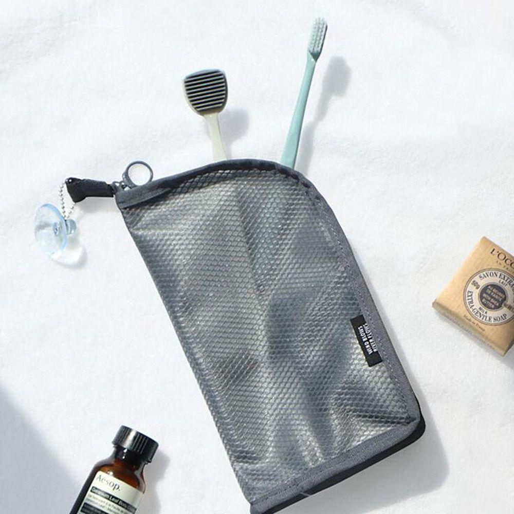 Zipper Makeup Brush Bag Mesh Toothbrush Bag Portable Storage Bag  Bathroom