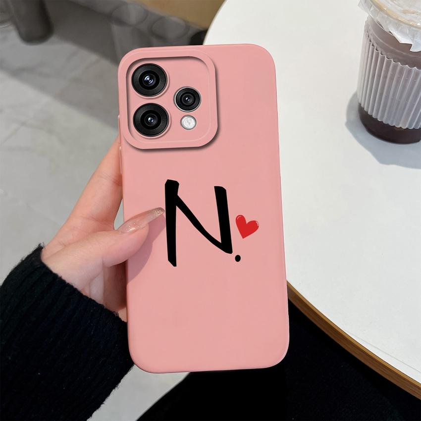 Cute Red Love Heart Letters Pattern Phone Cover For Oppo Reno 15 14 13 12 11 Pro 15F 14F 13F 12F 11F 5G Shockproof Silicone Camera Lens Protector Case