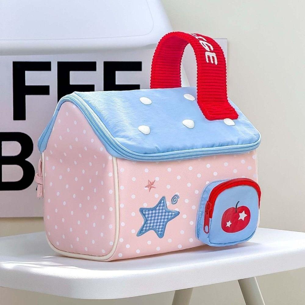 Cloth Toiletry Bag House Shape Fruits Cake Star Dots Cosmetic Storage Bag Handheld Storage Makeup Pouch Bathroom