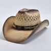Natural Straw Western Cowboy Hat for Women Men Summer Curling Brim Beach Sun Hats Shapeable Straw Hat