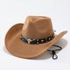 Western denim style big edge hat Tibetan top hat bull head accessories autumn and winter jazz hat, new suede hat
