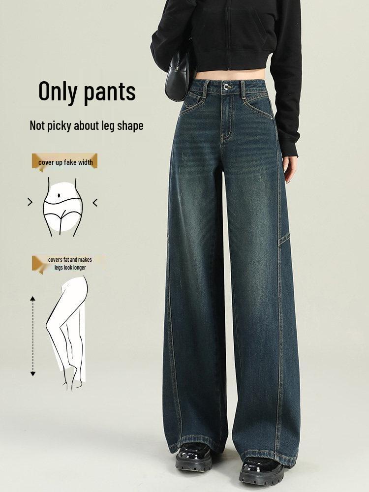 Women's 2025 Wide-Leg Fleece-Lined Jeans: Popular Loose-Fit, Plus Size, Autumn-Winter Style