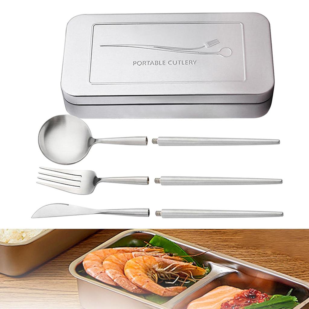 4 stück Camping Besteck Set Utensil Abnehmbare mit Lagerung Box Reise Utensilien
