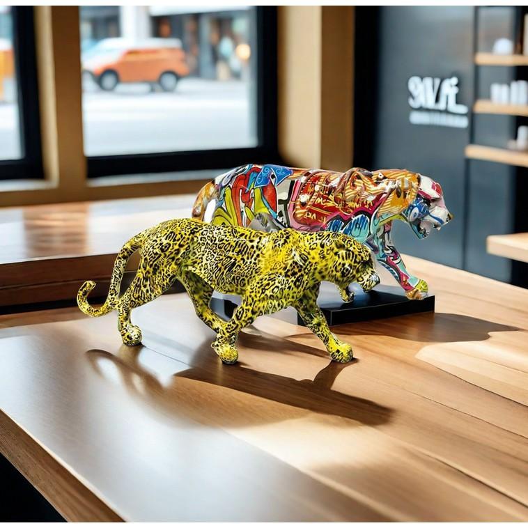 New Creative Colorful Cheetah Animal Crafts Home Living Room Ornaments Entrance TV Cabinet Decoration European Style